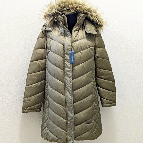 Kenneth Cole Petite Faux-Fur-Trim Hooded Puffer Coat Size PXX / 00 (MSRP $285) - Picture 2 of 8